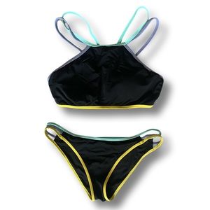 Victoria’s Secret black, high-neck, sporty bikini (L) top and (M) bottoms
